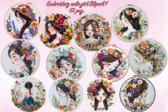 Embroidery Cute Girl Clipart1 Review